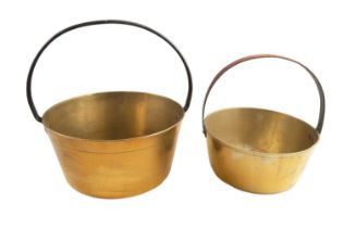 Two brass jam pans, larger 29.5 cm diameter