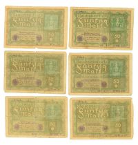 A small quantity of Imperial German banknotes