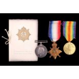A 1914-15 Star, British War and Victory Medals to S4-084861 Pte H P Coates, Army Service Corps, with
