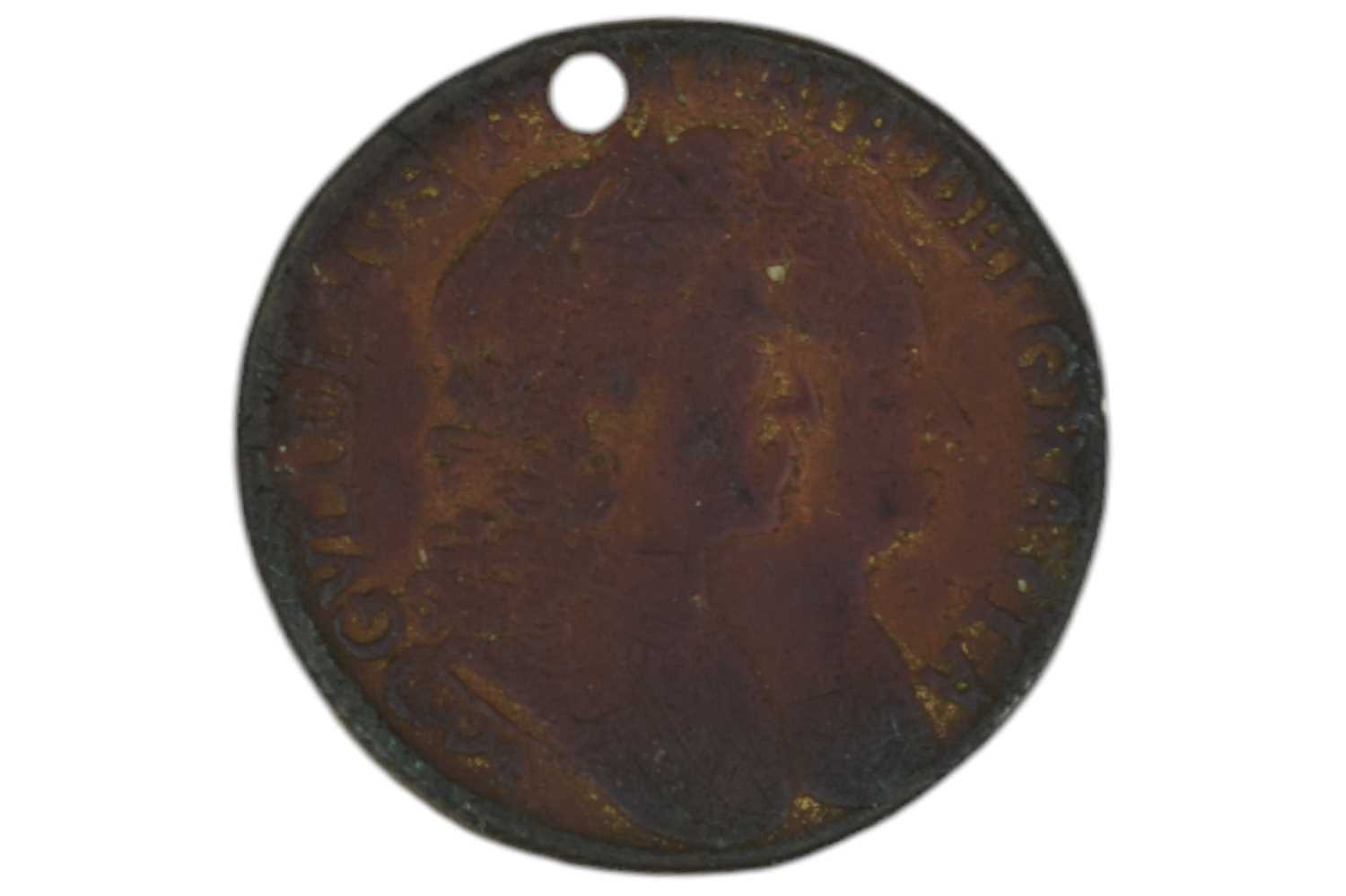 A William and Mary 1693 halfpenny, milled edge, second Irish Pound - Image 2 of 2