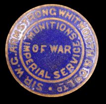 A Great War Armstrong Whitworth Co Ltd Munitions of War Imperial Service enamelled lapel badge