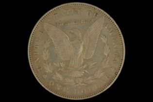 An 1891 silver US "Morgan Dollar" one dollar coin, San Francisco Mint mark