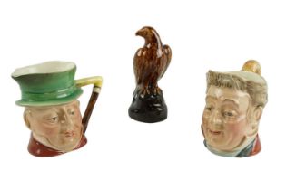 Two Beswick character jugs comprising Pecksniff and Micawber together with an empty Beneagles Scotch