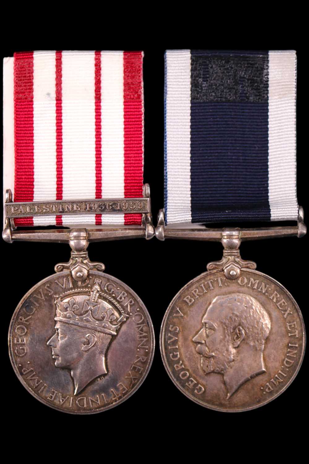A George VI Naval General Service Medal with Palestine 1936-1939 clasp and George V Royal Navy