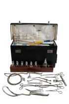 A vintage doctor's case and contents, including medical instruments etc, 48 x 18.5 x 26.5 cm