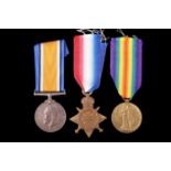 A 1914-15 Star, British War and Victory Medals to 2801 Pte E Holland, King's Liverpool Regiment,