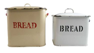 Two enamelled bread bins