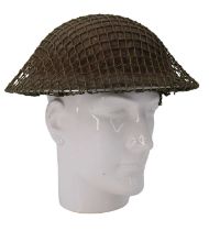 A Second World War British army Mk II steel helmet and net