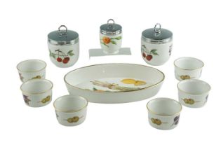 Royal Worcester Evesham pattern ceramics, including egg coddlers, ramekins and a dish