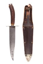 A late 19th / early 20th Century antler-handled Bowie knife by Hale Brothers Ltd of Sheffield, 28 cm