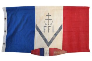 A French Forces of the Interior / FFI brassard and flag