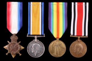 A 1914-15 Star with British War and Victory Medals to 30255 Cpl / 2nd Lt W Clough, Royal