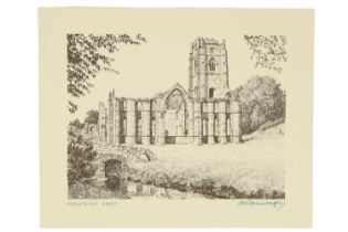 Alfred Wainwright (1907-1991) “Fountains Abbey”, a study of the ruined Cistercian monastery sat