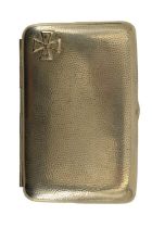 An Imperial German electroplate cigarette case bearing an applied 1914 Iron Cross device