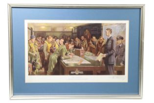 After Frank O Salisbury (1874-1962) "The Briefing", a study of a bomber crew at a war-time RAF