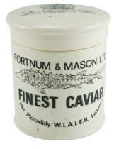 A Fortnum and Mason Finest Caviar pot by Crown Devon, contemporary, 9.5 x 10.5 cm