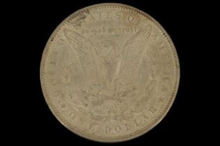 An 1896 silver US "Morgan Dollar" one dollar coin