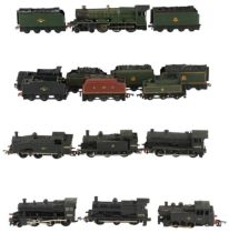 Seven Hornby and Lima model railway locomotives together with nine tenders
