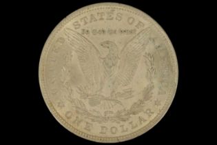 A 1921 silver US "Morgan Dollar" one dollar coin