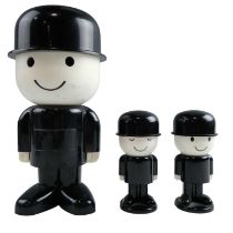 Three vintage Homepride Fred the Flour Men dispensers, comprising a flour shaker, a salt and a