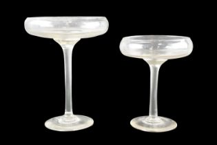 A pair of free-blown glass tazzas, late 19th / early 20th Century, 22.5 cm tallest Qty: 2