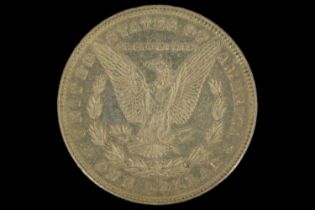 An 1878 silver US "Morgan Dollar" one dollar coin, 2nd reverse, 7 feathers, San Fransico mint mark