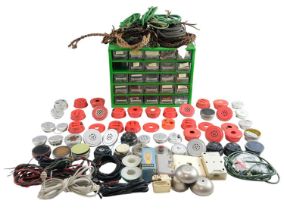 A quantity of 300 and 700 series telephone handset microphones and speakers, fabric covered leads,