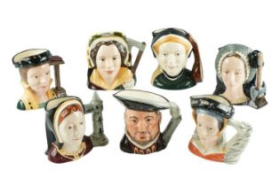 Royal Doulton character jugs, comprising Henry VIII and his six wives, tallest 17 cm