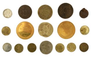 Sundry coins and commemoratives including a Portuguese 1752 10 Reis coin