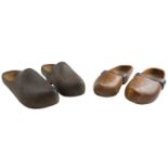 Two pairs of wooden clogs