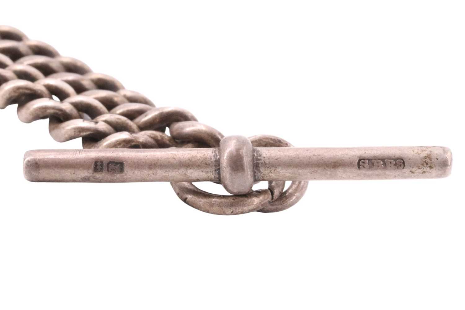 A Victorian silver graduated curb-link watchchain, with a floral engraved locket, Birmingham, - Image 3 of 3