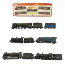 Six Hornby OO gauge model railway locomotives and tenders, including Boadicea, Royal Scot, etc