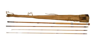A Hardy Palakona split-cane fishing rod, 14', three sections, two top sections