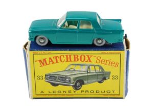 A boxed diecast Matchbox series 33 Ford Zephyr III