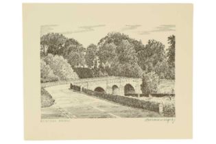 Alfred Wainwright (1907-1991) “Edisford Bridge”, a study of the Lancashire bridge surrounded by