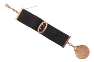 An early 20th Century black silk ribbon watch "chain", A quantity of vintage costume jewellery,