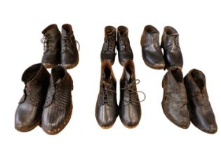 Six pairs of late 19th / early 20th Century boots / clogs