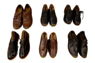 Six pairs of late 19th / early 20th Century clogs