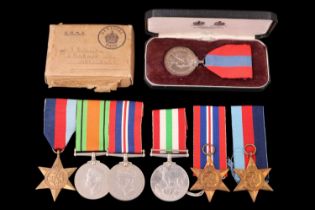 Two Second World War campaign medal groups together with a QEII Imperial Service Medal, the latter