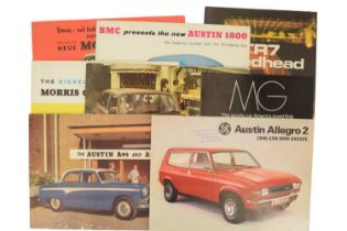 [ Classic car ] A collection of car brochures including MG, Austin, Morris, BMC and Triumph, circa