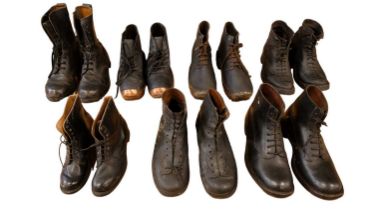 Seven pairs of late 19th / early 20th Century clogs / boots