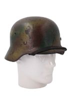 A German Third Reich army M '40 steel helmet bearing a "Normandy" three-colour sprayed camouflage
