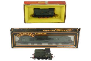 Two Hornby model railway diesel dock shunters together with a Mainline 37051 diesel locomotive