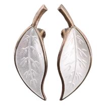 A pair of 1950s David Andersen guilloche enamelled gilt white metal earrings designed by Willy