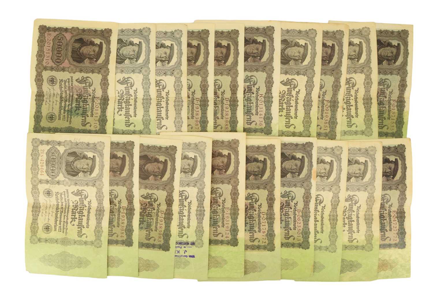 A quantity of Weimar German hyper-inflation 50,000 mark banknotes - Image 2 of 2