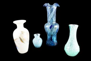 Four studio glass vases, tallest 31 cm