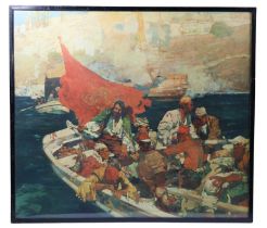 Frank Brangwyn (Welsh, 1857-1956) "Buccaneers", a dynamic seascape study of a small, cramped