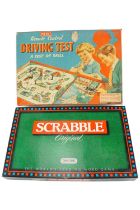 A 1950s Merit Remote Control Driving Test game together with Scrabble Original