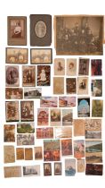 A quantity of Victorian and later cartes des visites, cabinet cards, portrait photographs and