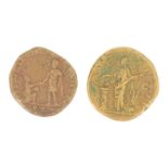 A Roman coin of Antoninus Pius and one other Roman coin, former approximately 30mm